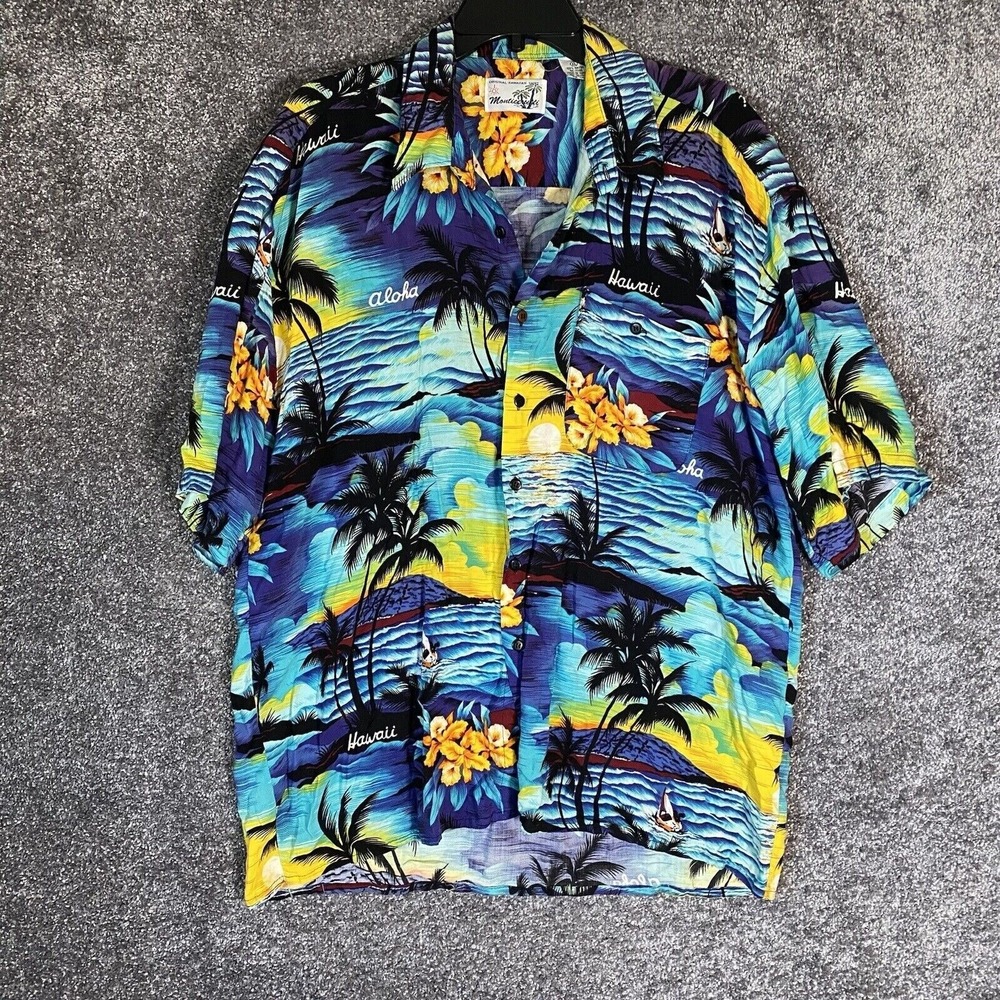 Monticerutti Mens Hawaii Button Down Shirt Size XL Tiki Island Aloha Beach